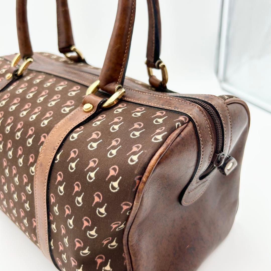 GUCCI オールドグッチ ミニ ボストンバッグ ホースビット柄 ブラウン