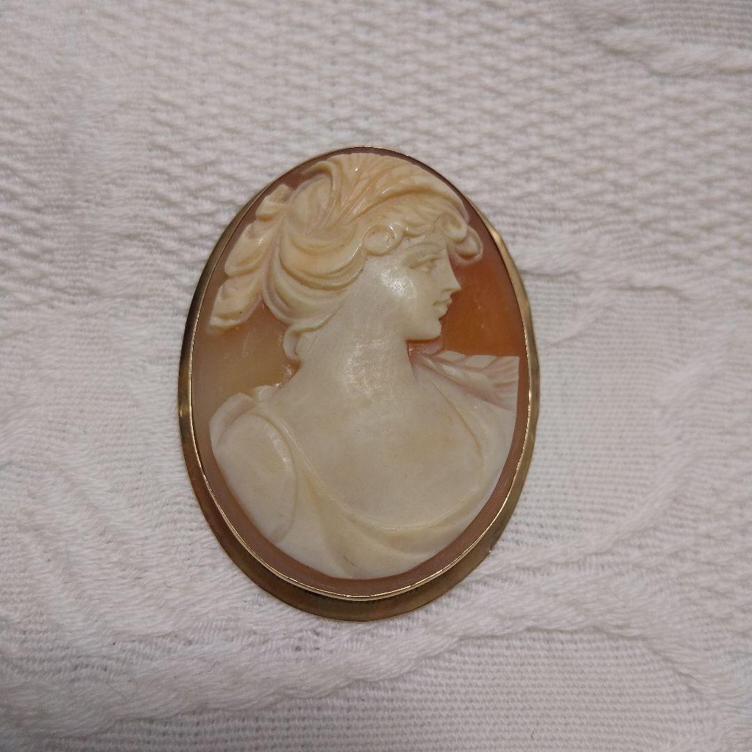 値下げました！K14カメオペンダントトップブローチ。