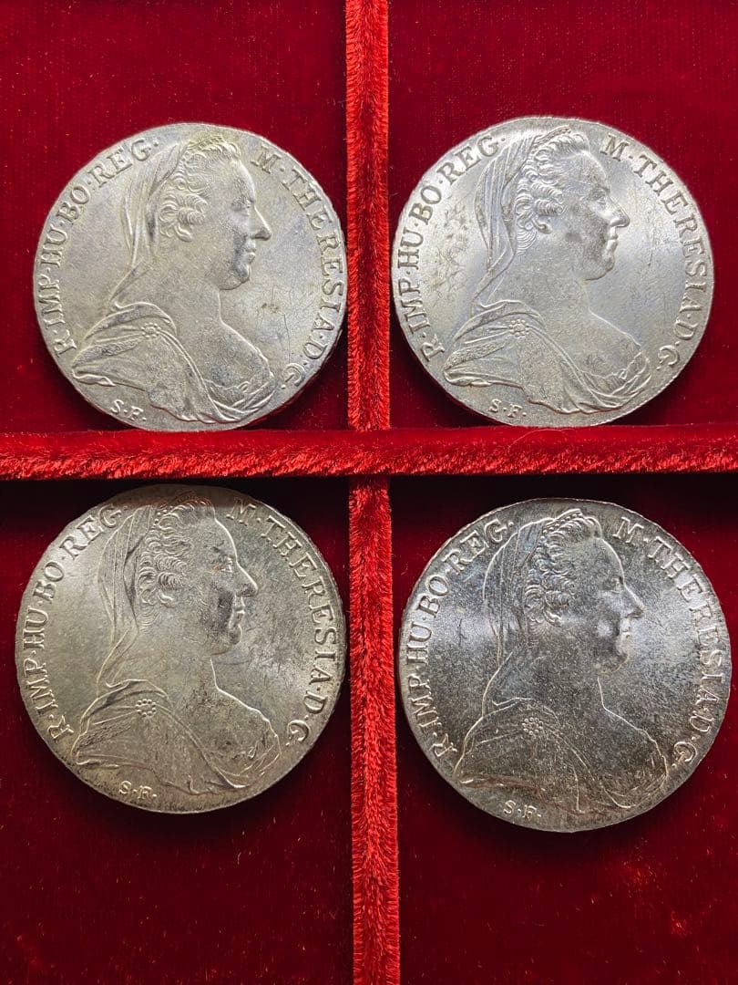 4枚セット！'1780年'オーストリア マリアテリジア リストライクターラー銀貨