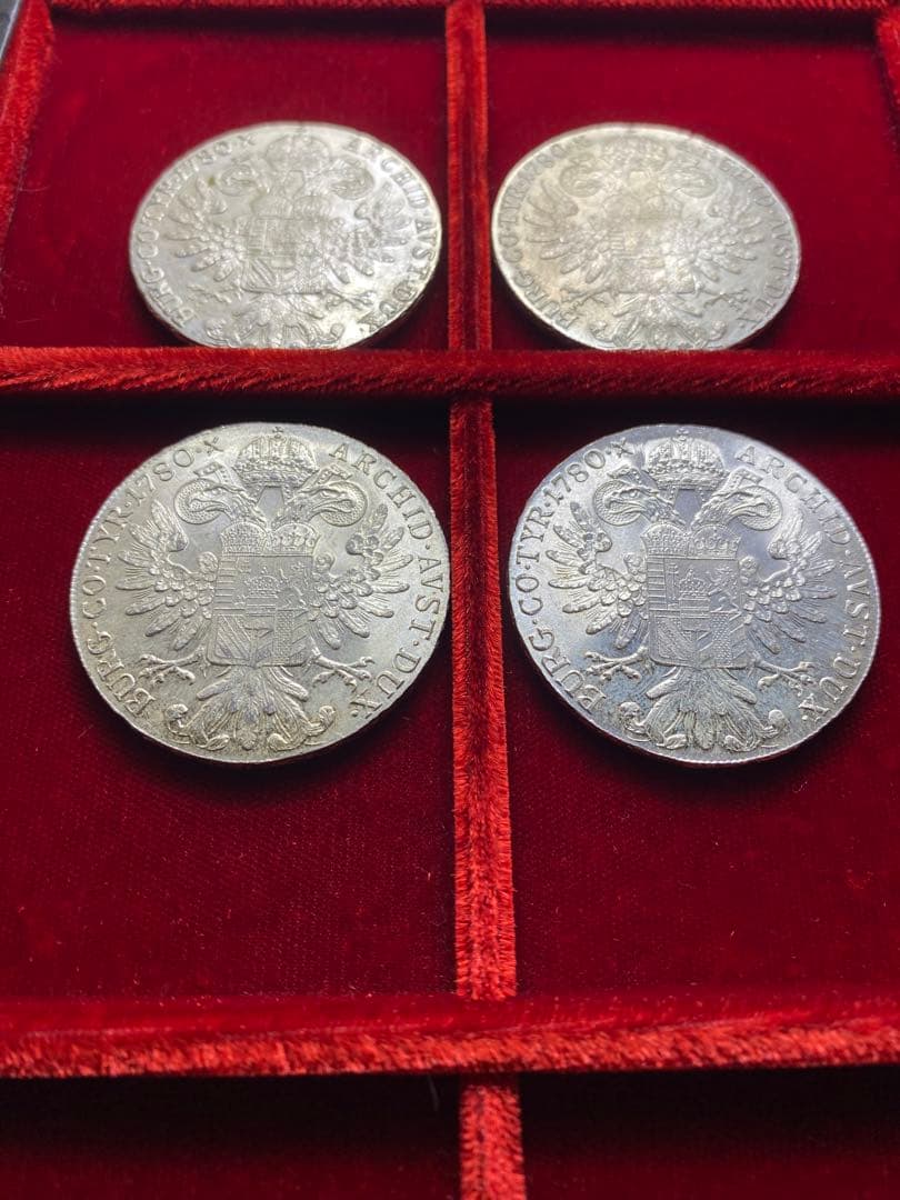 4枚セット！'1780年'オーストリア マリアテリジア リストライクターラー銀貨
