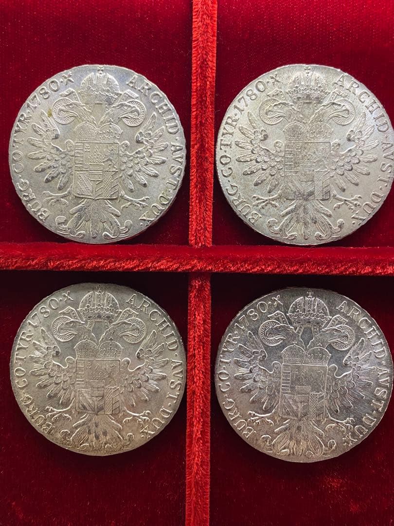 4枚セット！'1780年'オーストリア マリアテリジア リストライクターラー銀貨