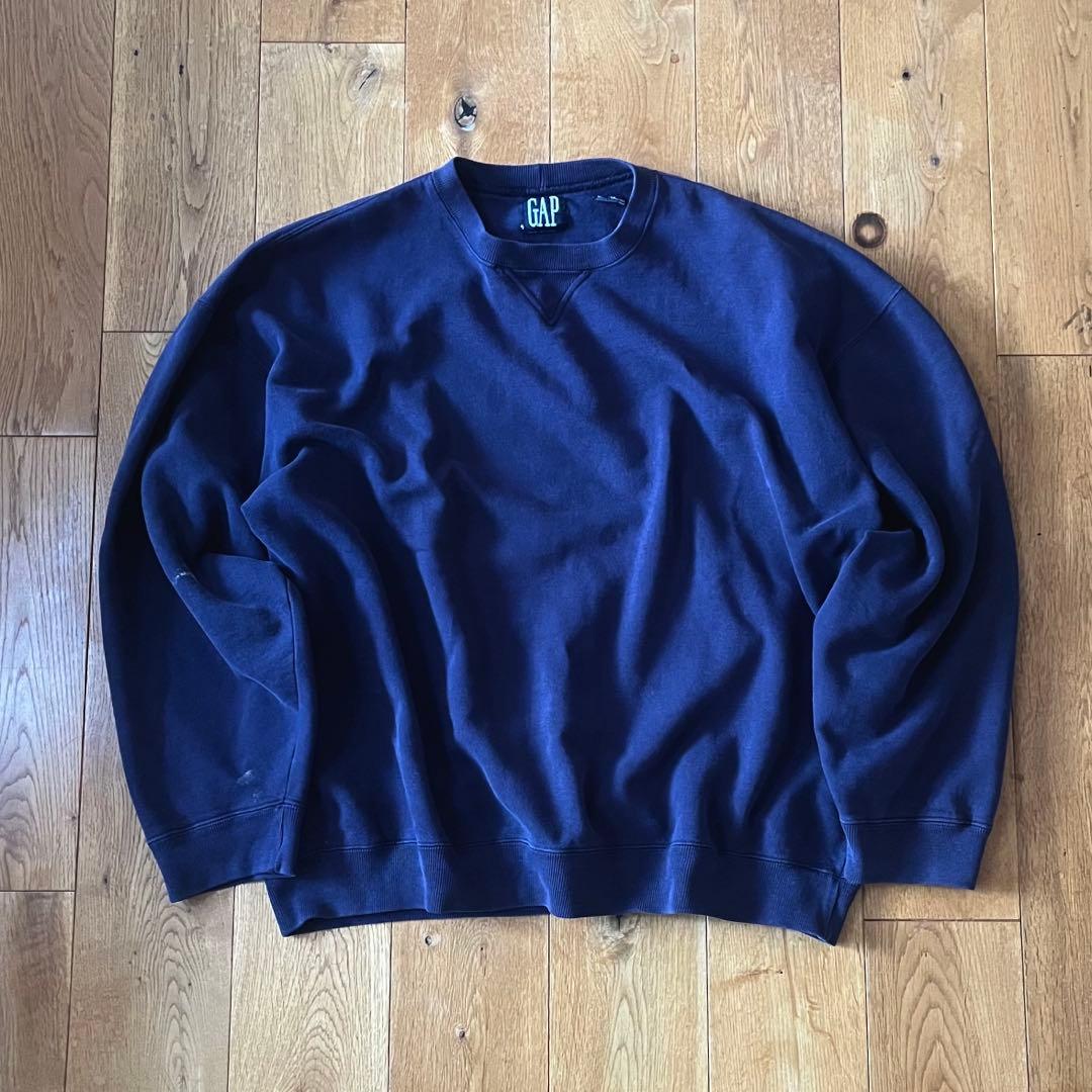 90s OLD GAP 無地 ブランク スウェット ナス紺 希少 デカタグ