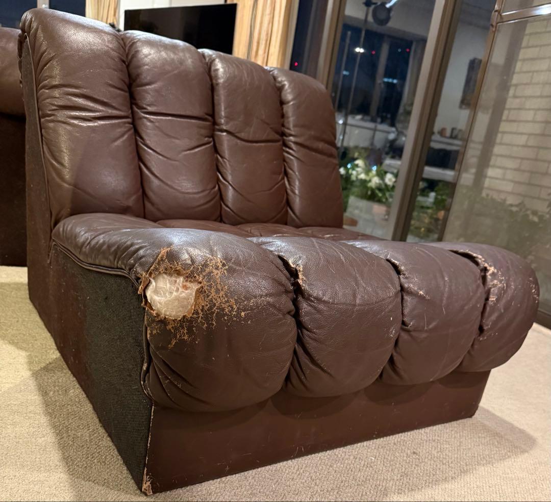 モビリア　ヴィンテージ　1人掛けソファ　椅子　スネークソファー風　desede