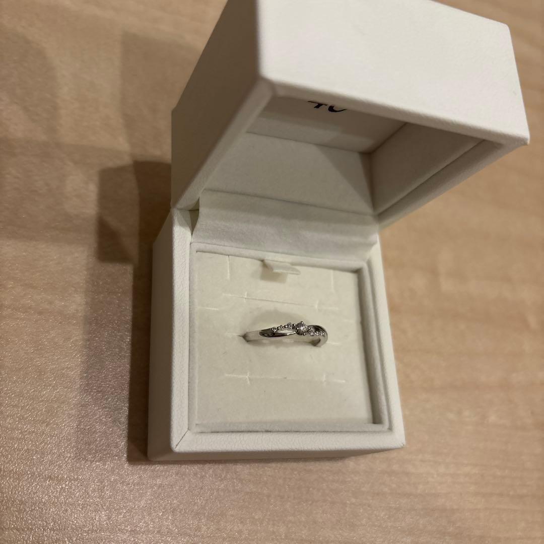 【美品】4℃ ホワイトゴールド ダイヤモンドリング おそらく10号