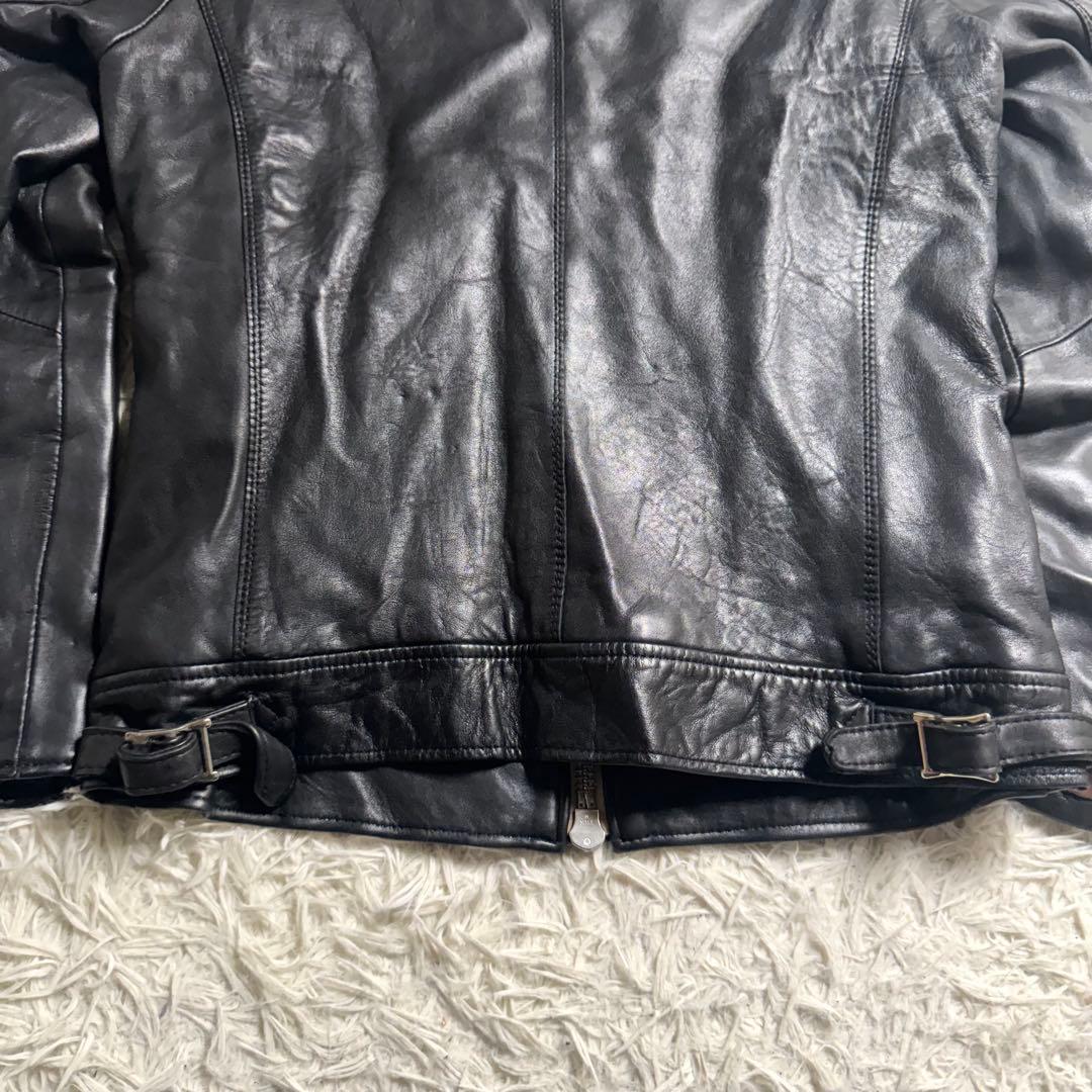 ナノユニバース　シングルライダース　ラムレザー　黒 赤　キルティング　メンズL