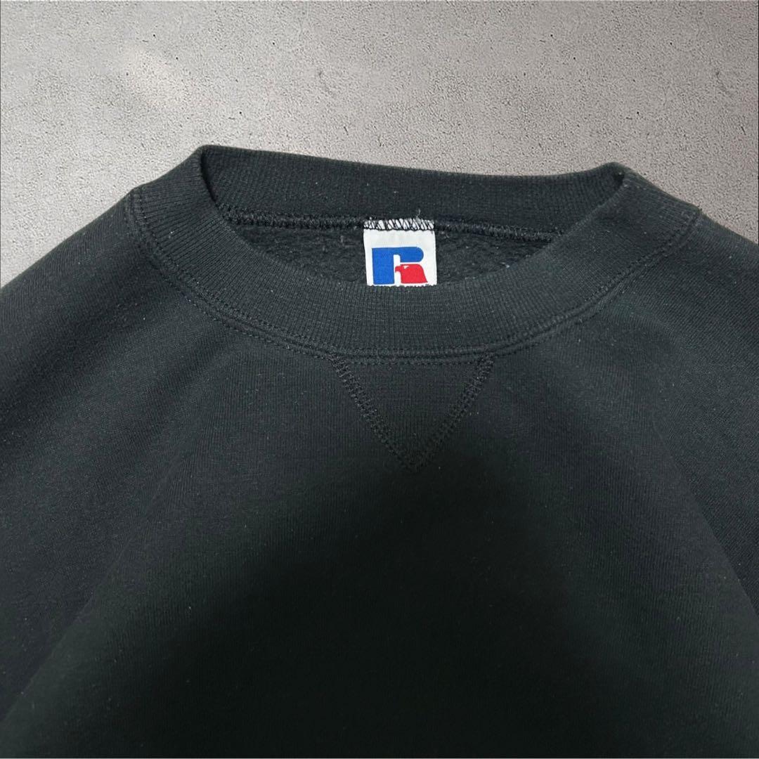 希少RUSSELL 90s USA製ブランクスウェット前Vソリッド無地スウェット