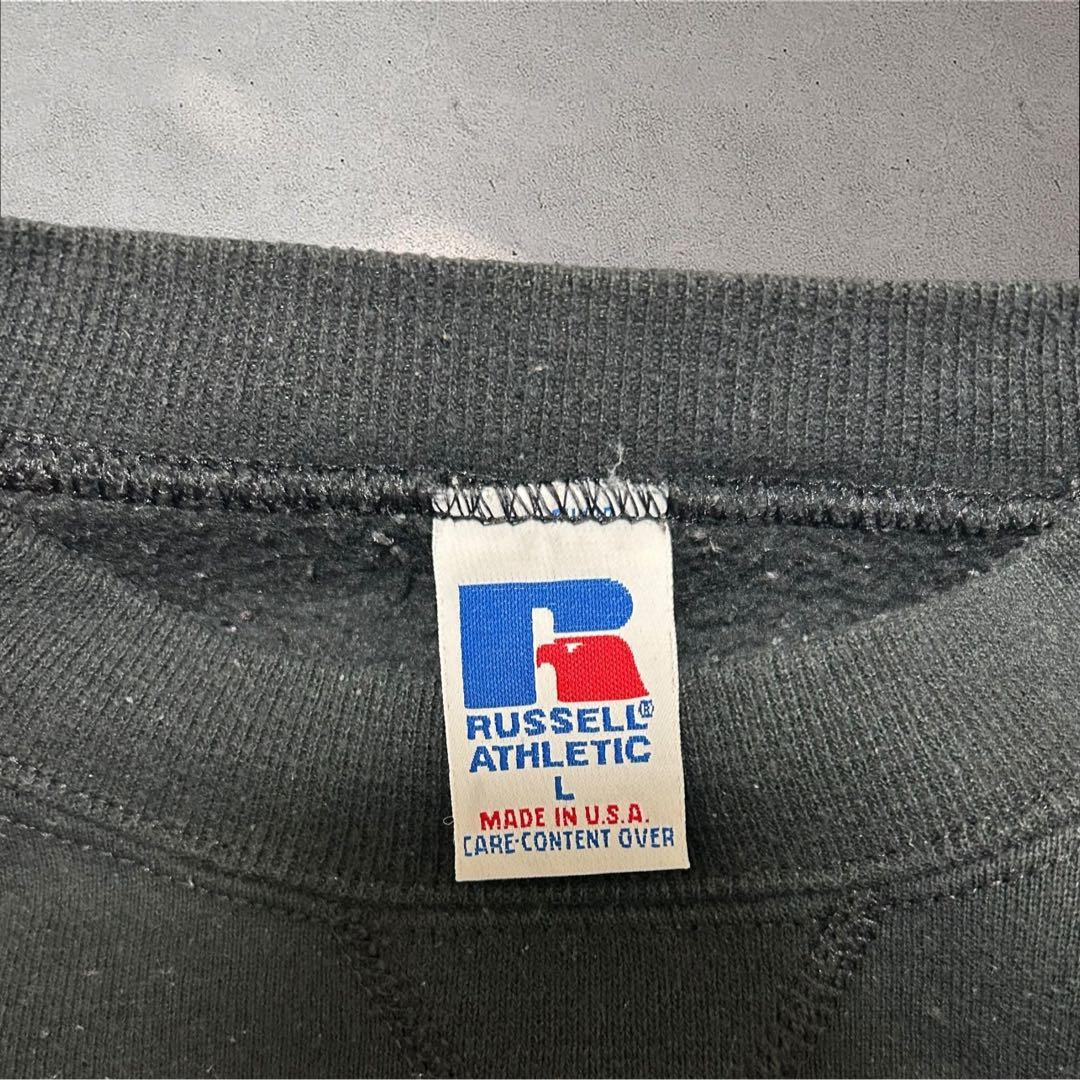 希少RUSSELL 90s USA製ブランクスウェット前Vソリッド無地スウェット
