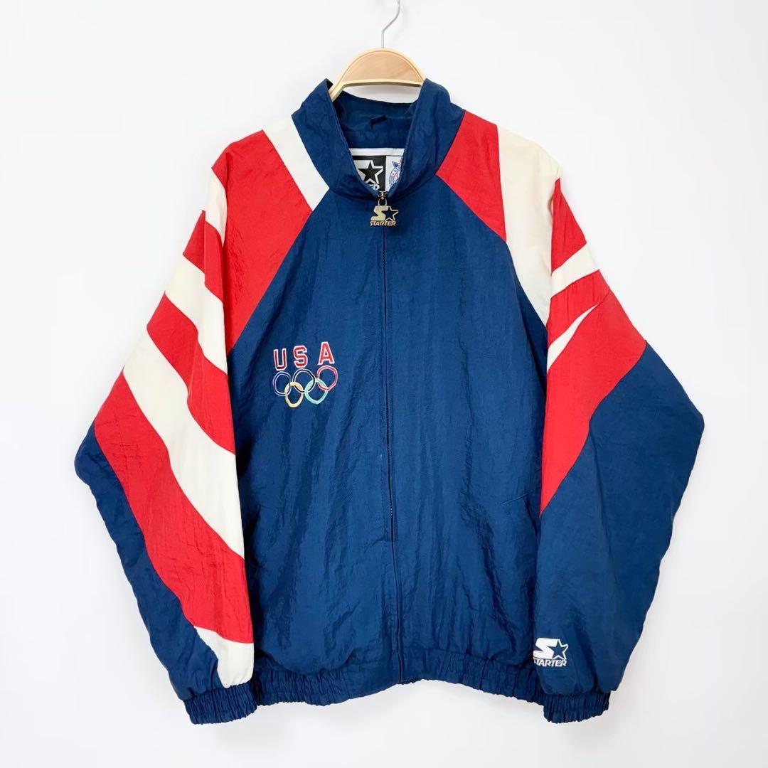 希少 90s USA オリンピック ナイロンジャケット イーグル刺繍 S35b