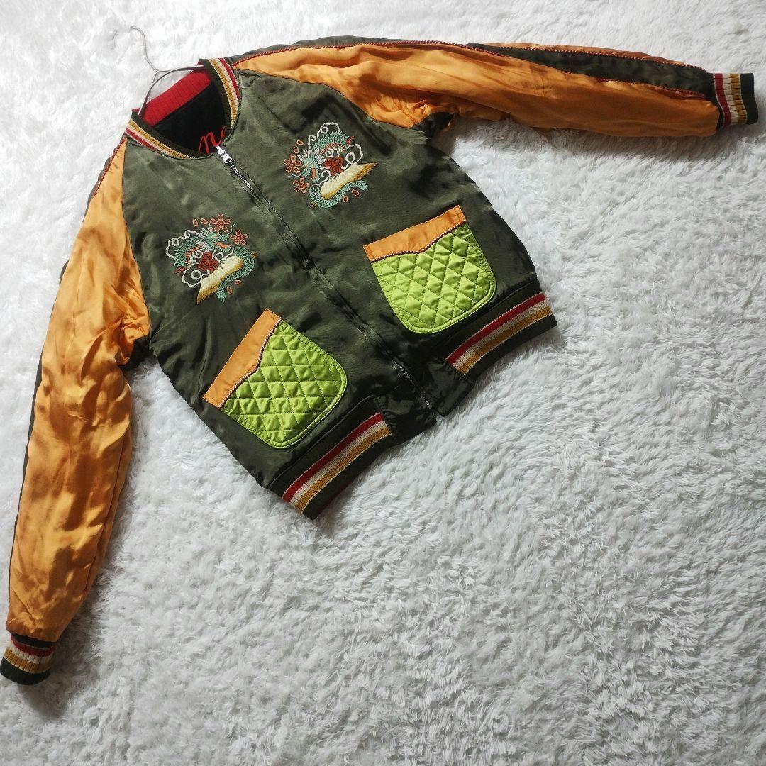 【美品】フェローズ スカジャン リバーシブル 別珍 ベロア サテン 刺繍 M 龍