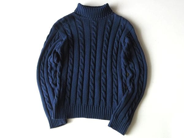 セール　フラットヘッド コットンニット タートルネックニット ケーブルニット M