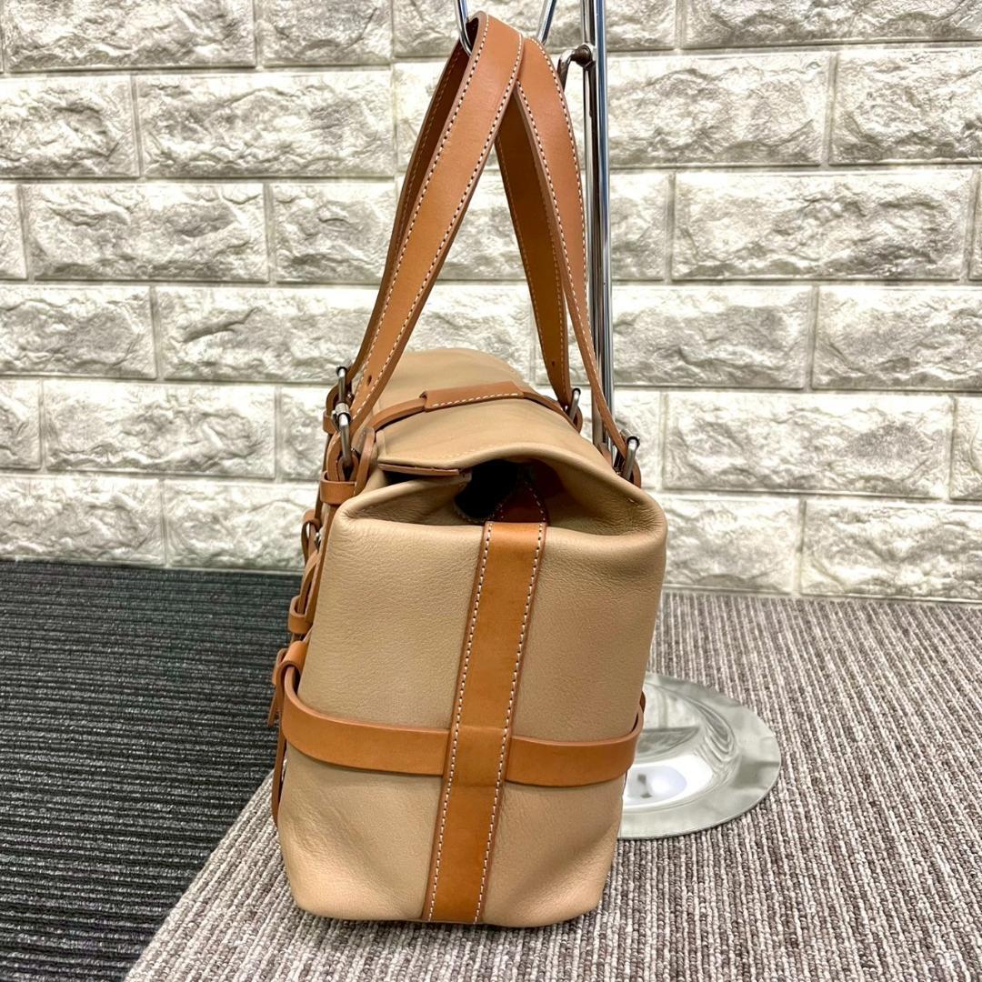 未使用　土屋鞄　ハーネス　ミニボストンバック　牛革　ベルト　ベージュ