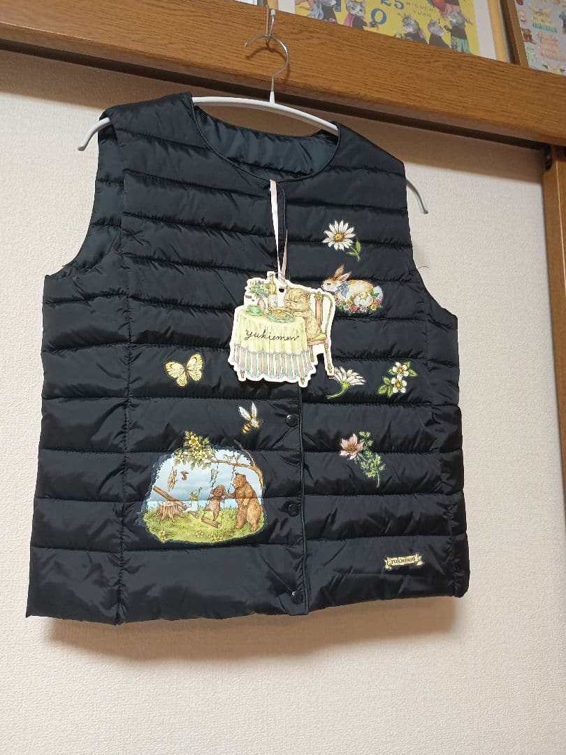 年末セール！yukiemo*ぺたぺたダウンベスト*M*少し難あり