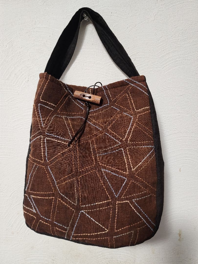 ♡新作　泥染め　渋い色合い　幾何学模様　刺し子バッグ　センソユニコ慈雨等