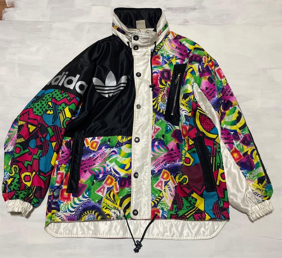 レア　80s adidas トレフォイル　総柄　中綿 スキージャケット　XL