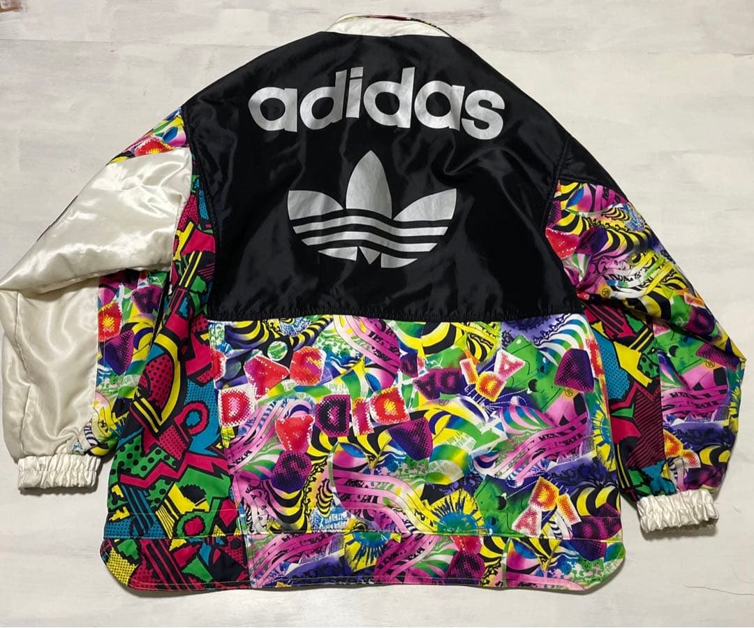 レア　80s adidas トレフォイル　総柄　中綿 スキージャケット　XL