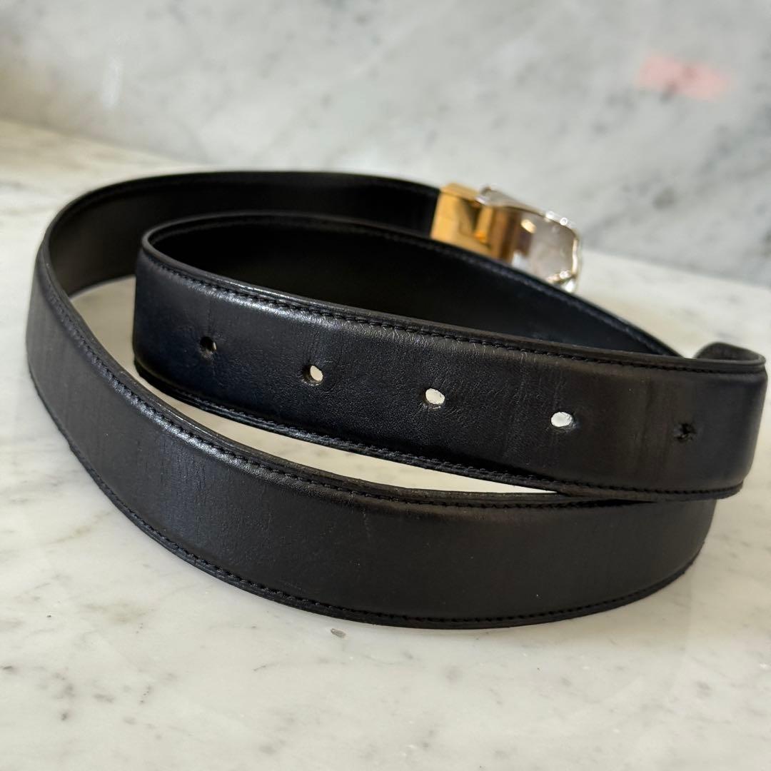 Cartier カルティエ ベルト 本革 レザー ブラック 黒 銀 金