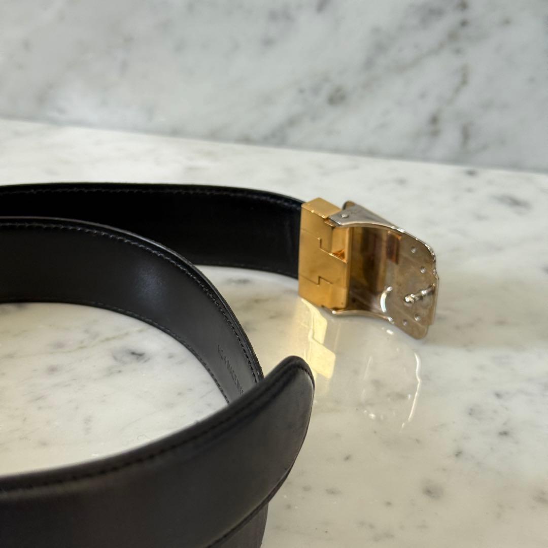 Cartier カルティエ ベルト 本革 レザー ブラック 黒 銀 金