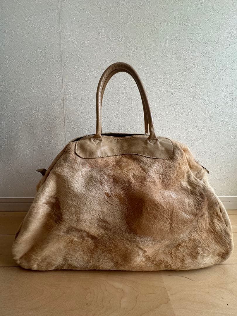 Jas-M.B. ハラコ/レザー ボストンバッグ