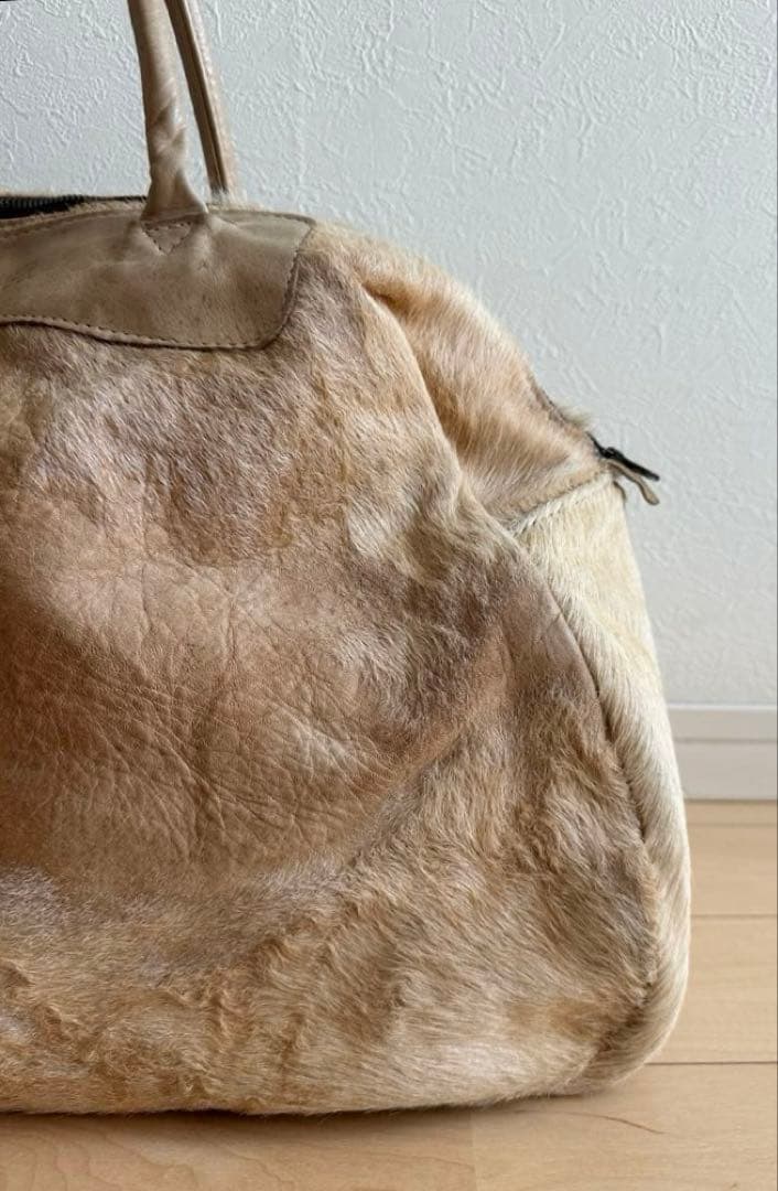 Jas-M.B. ハラコ/レザー ボストンバッグ