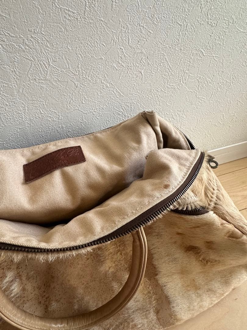 Jas-M.B. ハラコ/レザー ボストンバッグ