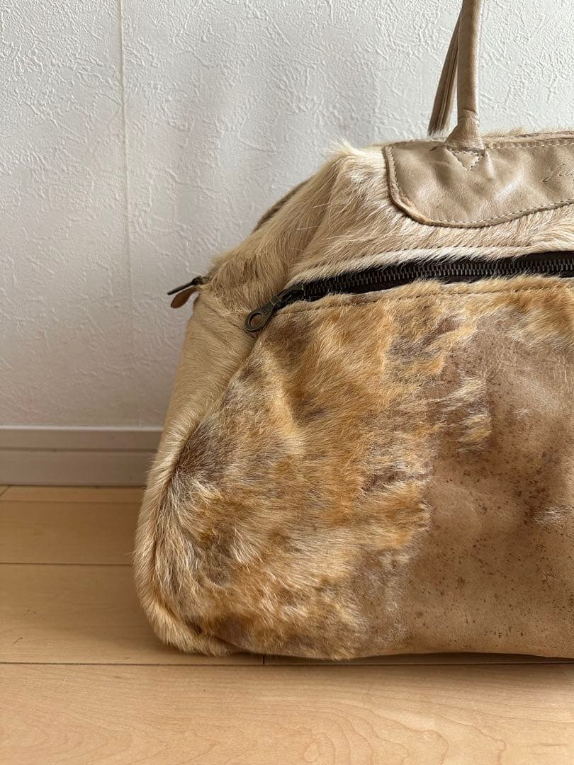 Jas-M.B. ハラコ/レザー ボストンバッグ