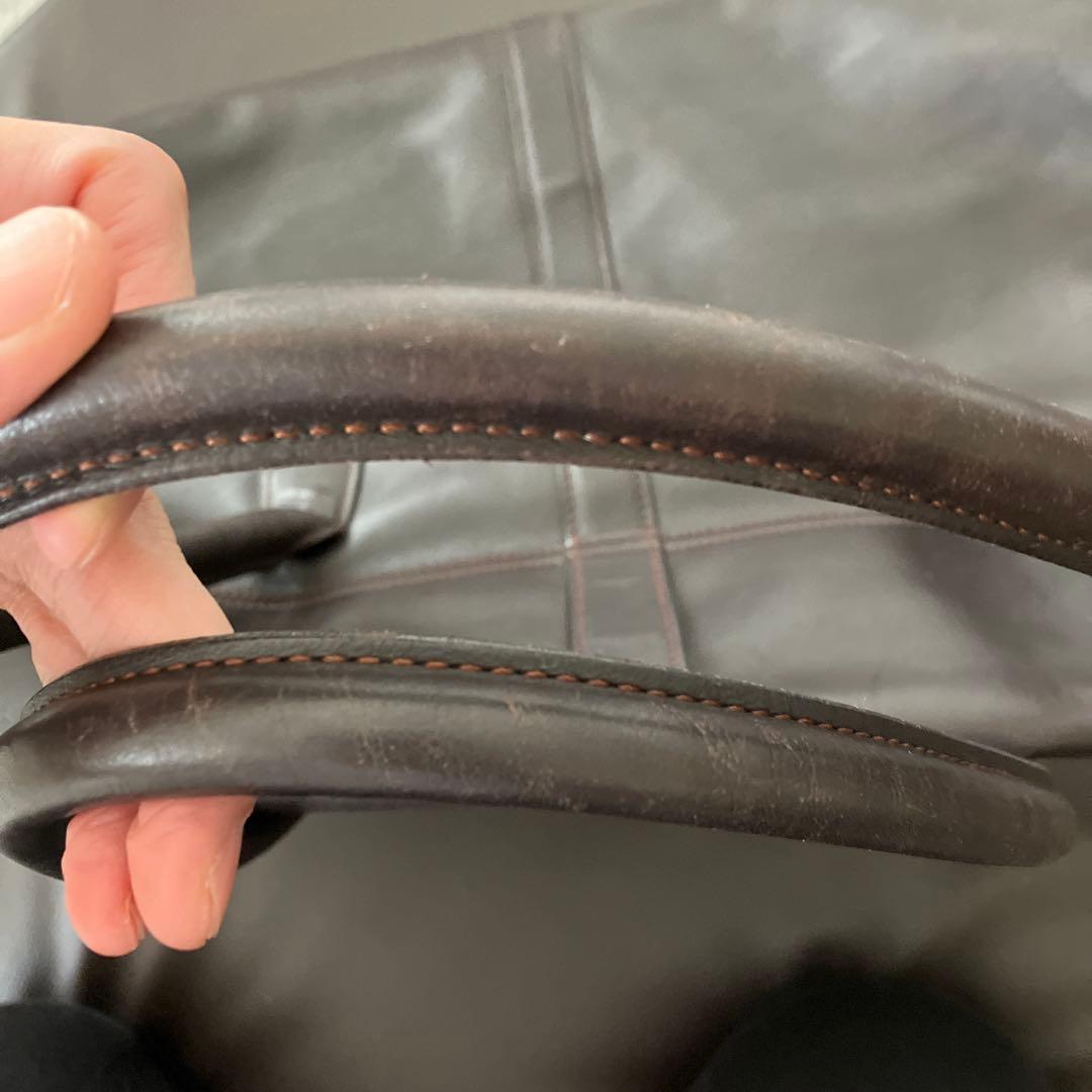 シャネルターンロックラムスキンボストンショルダービジネスバッグ大ブラウン