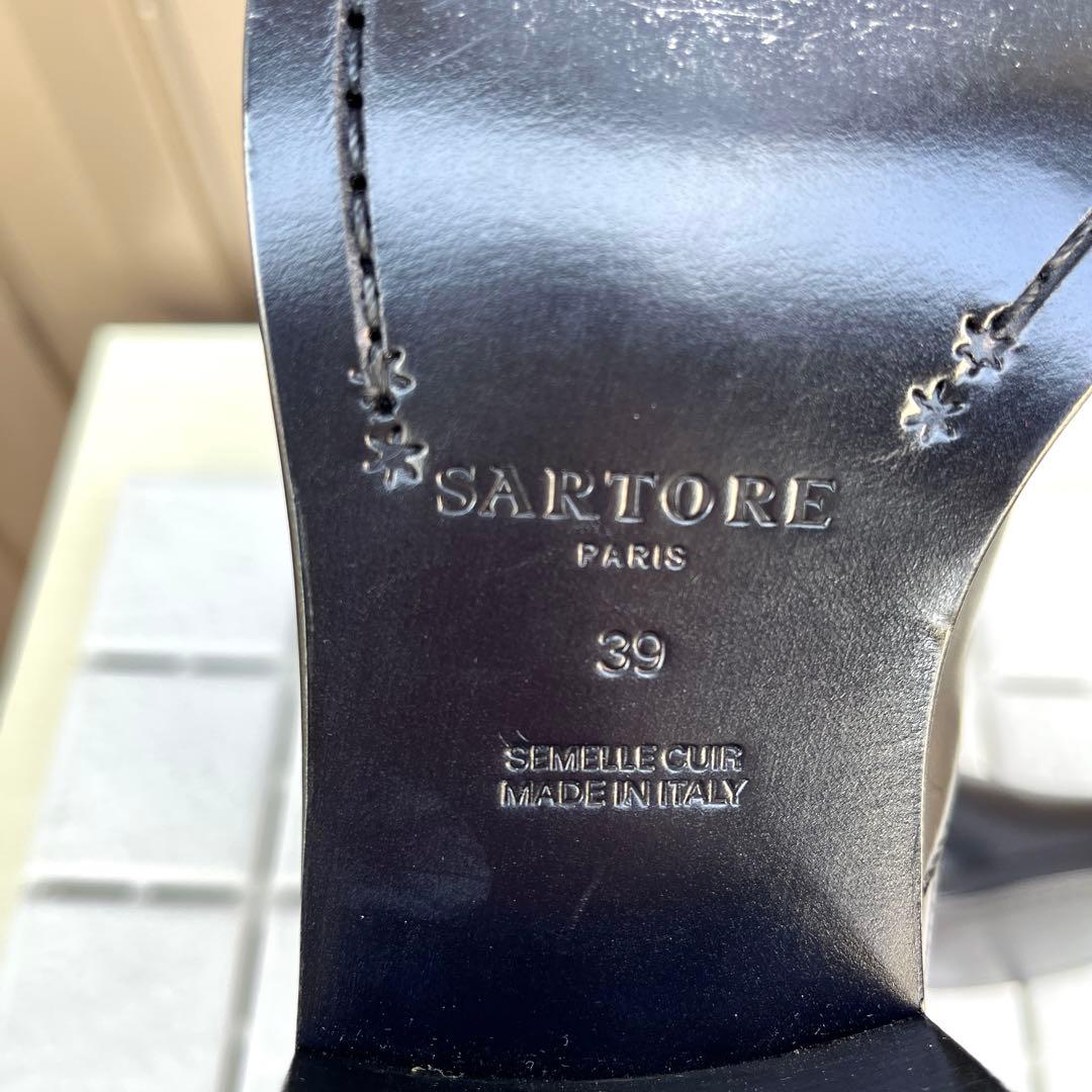 39 SARTORE サイドゴア　ショートブーツ　黒　大きいサイズ　25.5