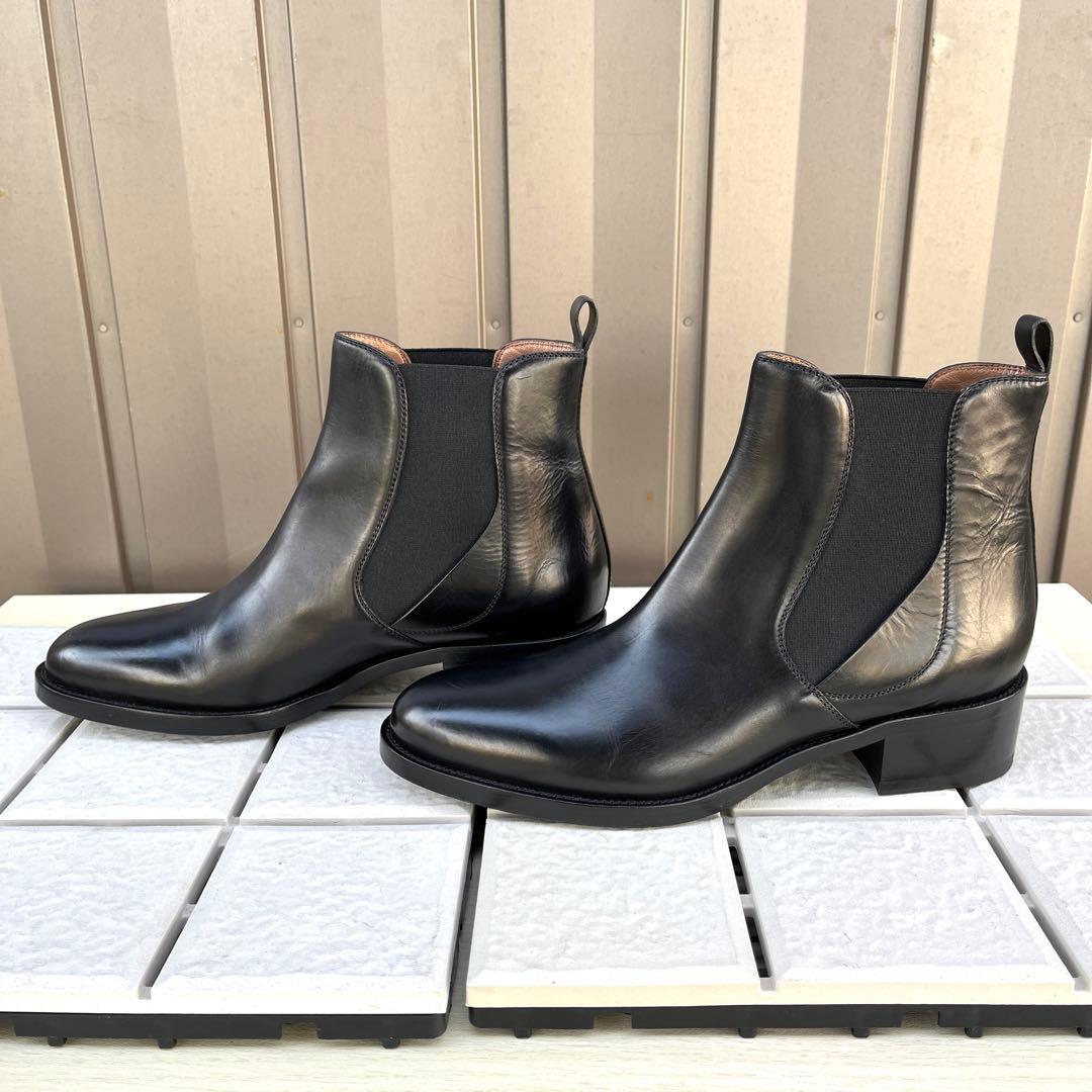 39 SARTORE サイドゴア　ショートブーツ　黒　大きいサイズ　25.5