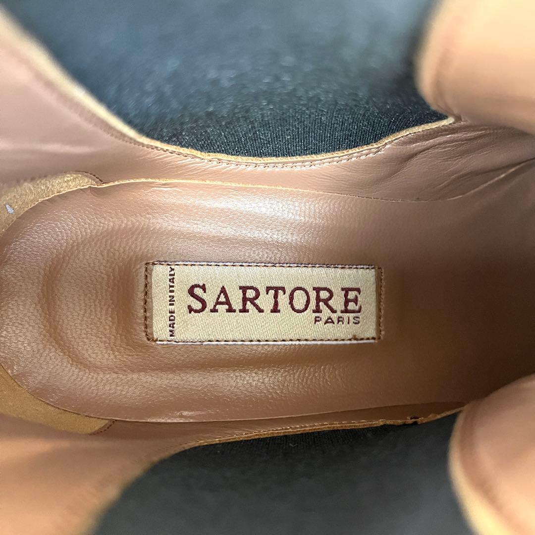 39 SARTORE サイドゴア　ショートブーツ　黒　大きいサイズ　25.5