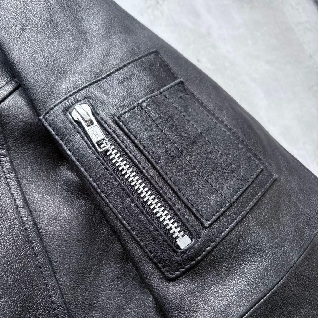 【Noir Larmes】イタリアラムレザー シングルライダースジャケット48