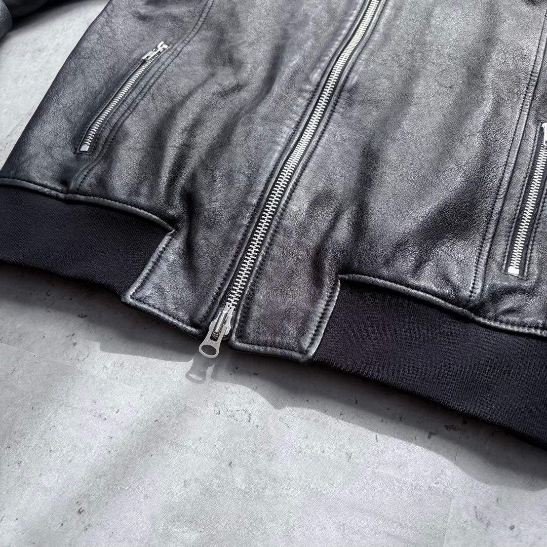 【Noir Larmes】イタリアラムレザー シングルライダースジャケット48