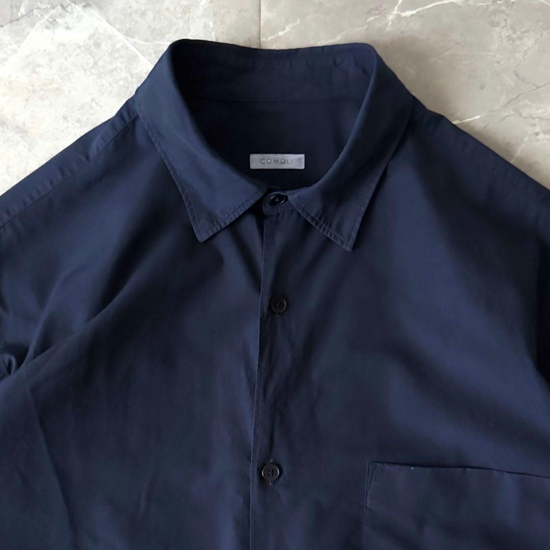 COMOLI 2022SSコモリシャツ ネイビー サイズM 2 ゆったり 大きめ