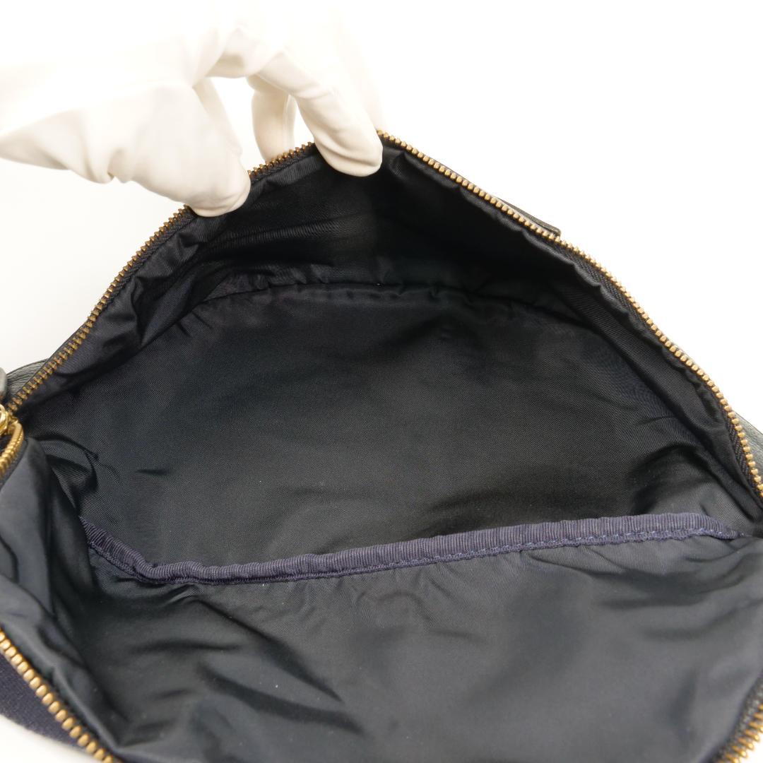 極美品✨フェリージ 1052 オールレザー ボディバッグ ネイビー シボ革