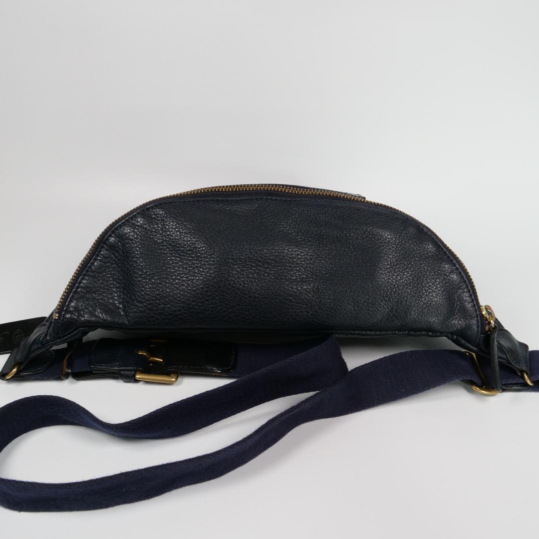 極美品✨フェリージ 1052 オールレザー ボディバッグ ネイビー シボ革