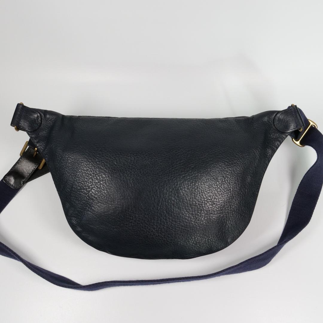 極美品✨フェリージ 1052 オールレザー ボディバッグ ネイビー シボ革