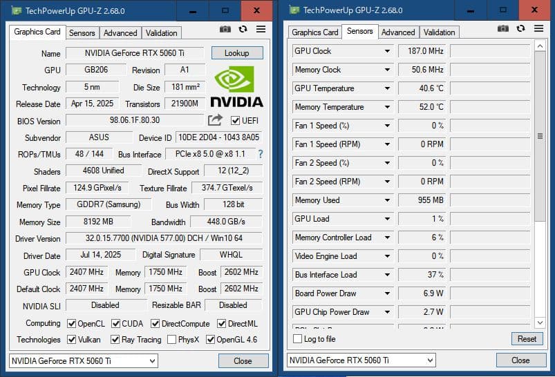 【美品】ASUS Dual GeForce RTX 5060 Ti 8GB
