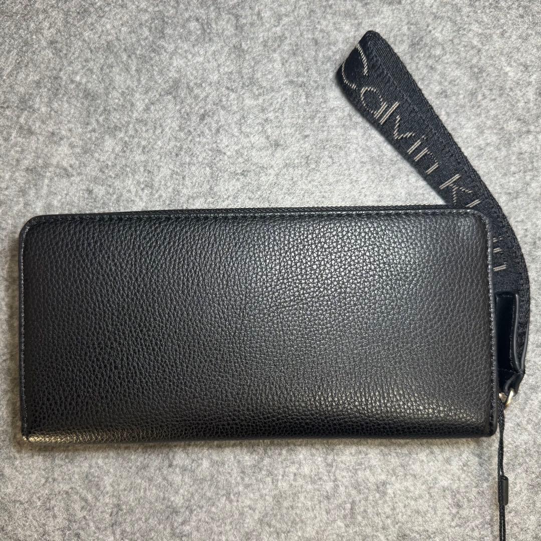   黒 レザー 長財布 ウォレット CK ロゴ ブラック