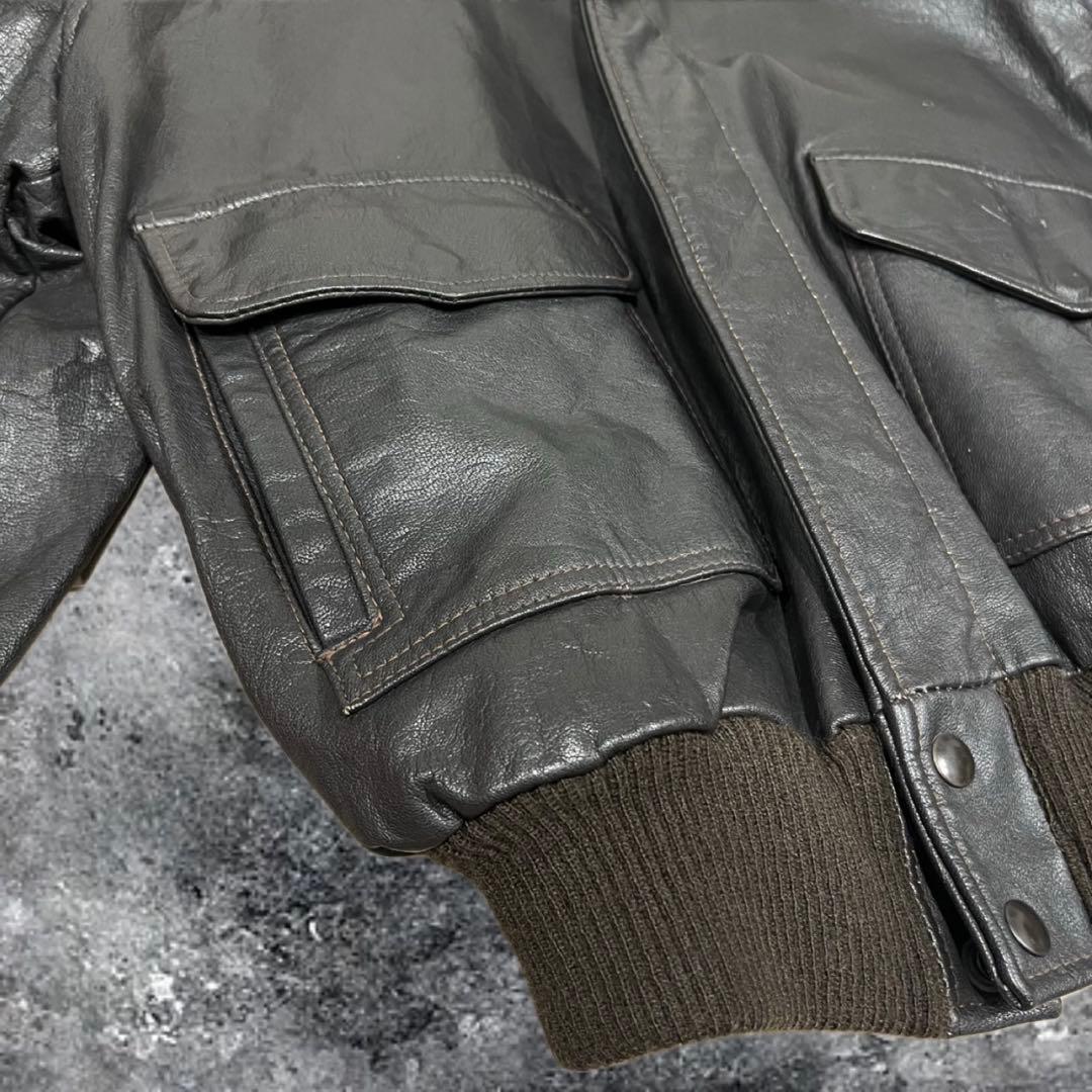 80s USA製 短丈 レザーフライトジャケット 本革 g-1 a-2