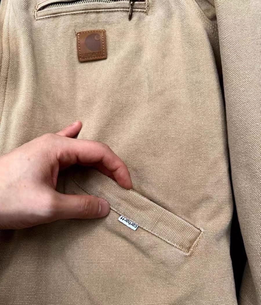 中古Carhartt ×Stüssy コラボ デトロイトジャケット M ベージュ