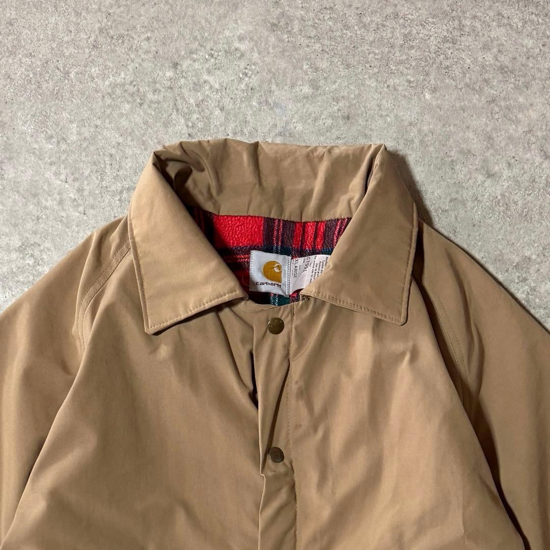 USA製 カーハート ナイロンジャケット 裏地タータンチェック XLサイズ