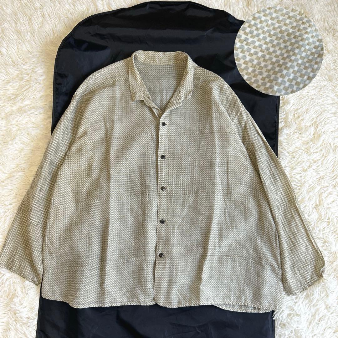 美品✨ババグーリ シルク×コットン ロングスリーブシャツ 総柄 洗える 近年