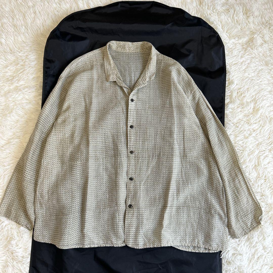 美品✨ババグーリ シルク×コットン ロングスリーブシャツ 総柄 洗える 近年