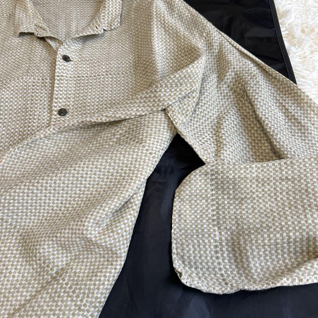 美品✨ババグーリ シルク×コットン ロングスリーブシャツ 総柄 洗える 近年