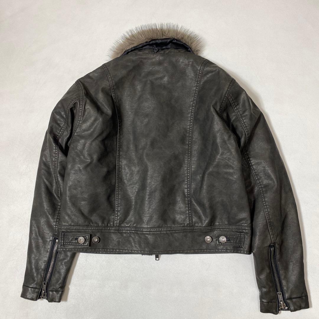 未使用 ANDER HUNK ファイヤーマンデザインファーライダースジャケット