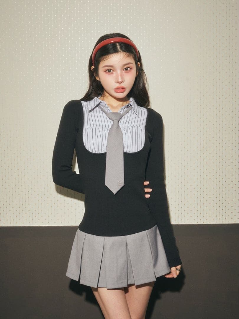 darich シャツドッキングニットミニワンピース ブラック ダーリッチ フリー