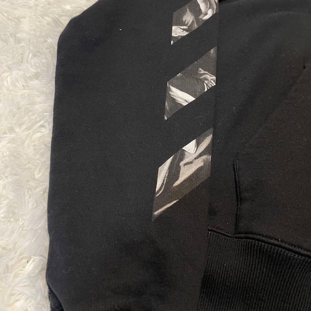 OFF-WHITE プリント 黒 フード付きパーカー