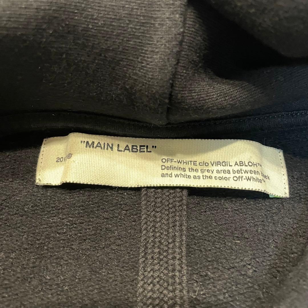 OFF-WHITE プリント 黒 フード付きパーカー