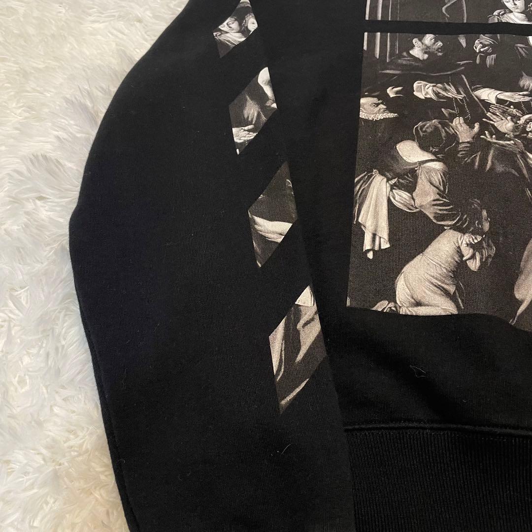 OFF-WHITE プリント 黒 フード付きパーカー