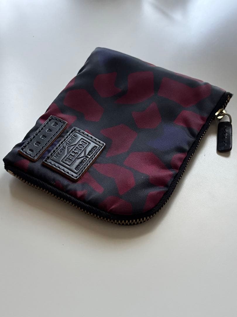PORTER × MARNI コラボ ナイロンポーチ 総柄 ブラック×ボルドー