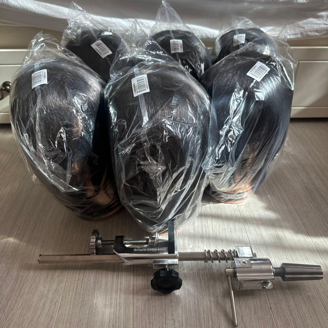 美容師国試試験　カットウィッグ 6個セット　クランプ付き